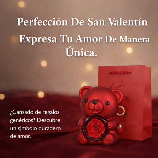 Oso Abrazo con Rosa y Collar de Corazon